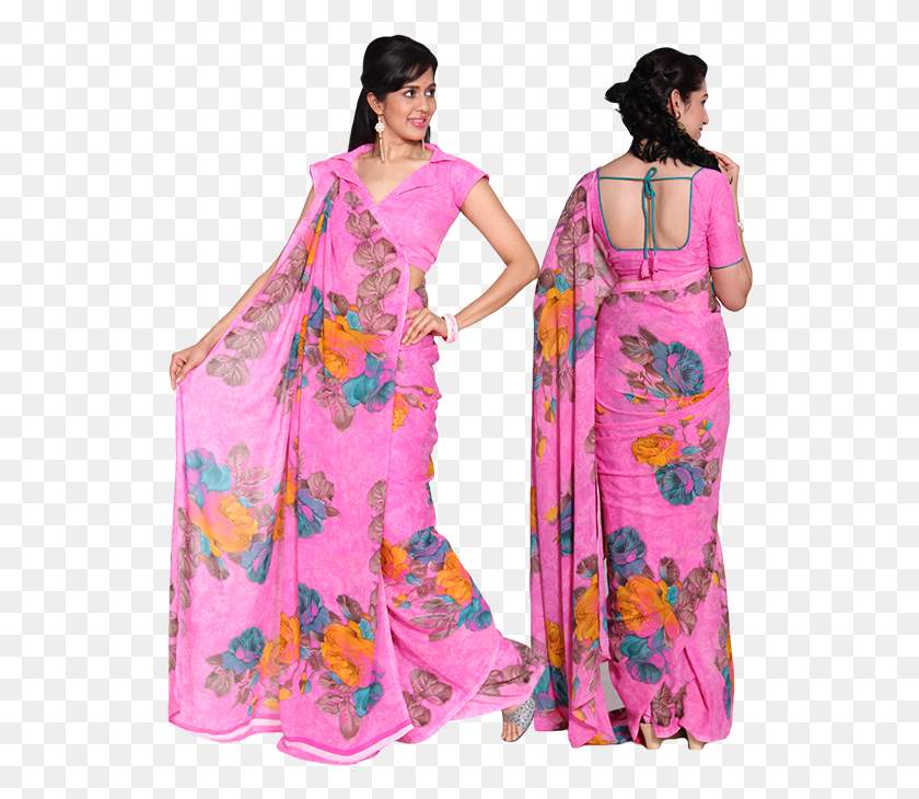 536x670 Vishnu Pink Color Saree Silk, Clothing, Apparel, Sari HD PNG Download