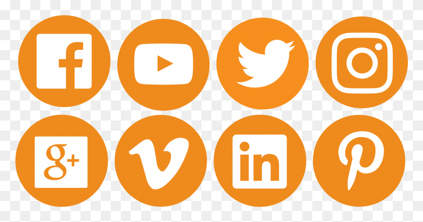 2489x1222 Descargar Png Viva Logo Social Media Icons Logos De Redes Sociales Naranja, Etiqueta, Texto, Símbolo Hd Png