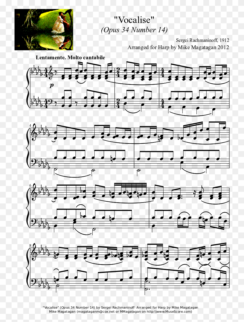 742x1048 Vocalise For Harp Sheet Music, Gray, World Of Warcraft, Person HD PNG Download