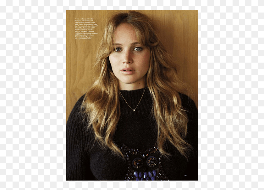 422x547 Vogue Uk Jennifer Lawrence Acting Quote, Necklace, Jewelry, Accessories HD PNG Download