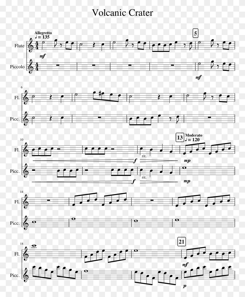 773x958 Volcanic Crater Sheet Music For Flute Piccolo, Gray, World Of Warcraft HD PNG Download