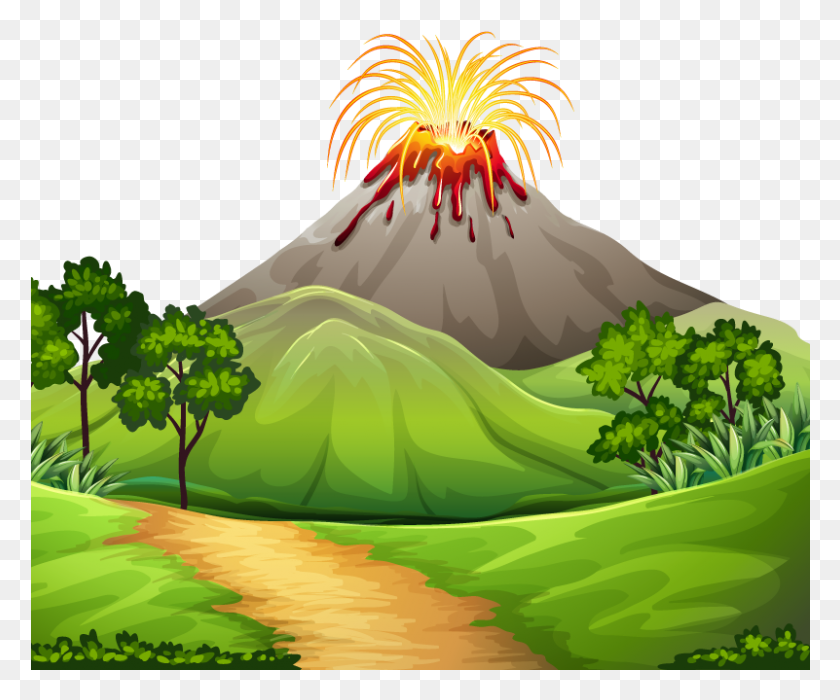 801x658 Volcano Lava Stock Photography Clip Art Volcan En Erupcion Dibujos, Mountain, Outdoors, Nature HD PNG Download