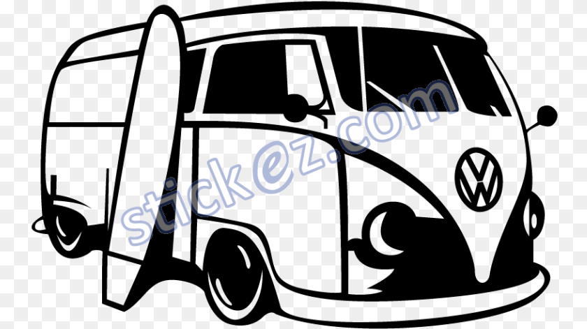 Volkswagen Type 2 Van Car Vw Van Silhouette, Caravan, Transportation, Vehicle, Lawn Mower Sticker PNG