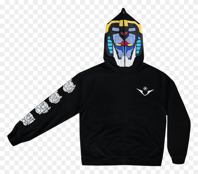 1280x1112 Voltron Headcase Full Zip Hoodie From Brooklyn Projects Hoodie, Clothing, Apparel, Sweatshirt HD PNG Download