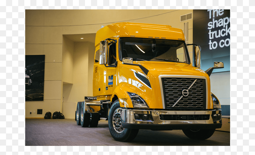 676x451 Volvo Trucks Salutes Antonio Cruz Of Mckenzie Tank Volvo Vnl 740 Yellow, Truck, Vehicle, Transportation HD PNG Download