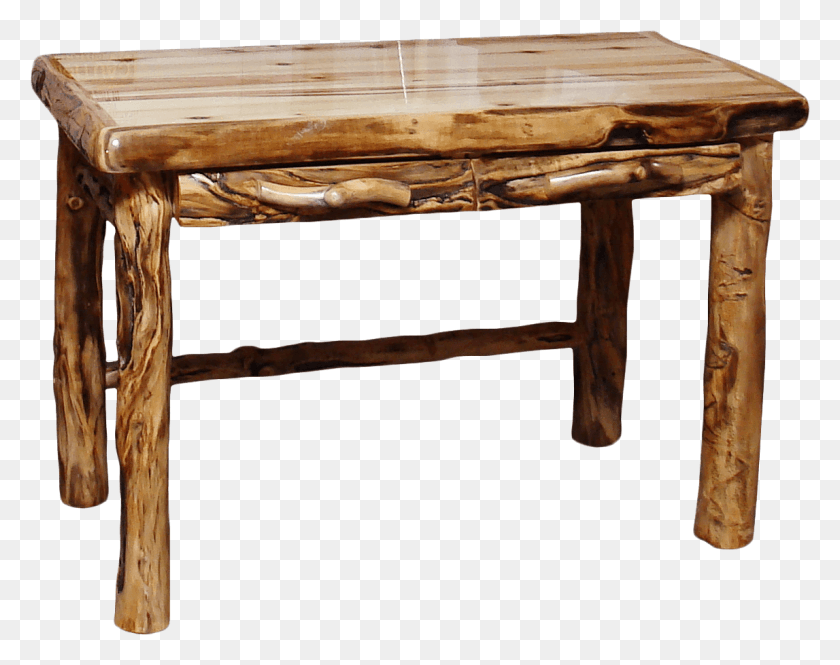 1147x891 W Aspen Table Desk W Log Front Drawers W Gnarly Coffee Table, Furniture, Coffee Table, Dining Table HD PNG Download