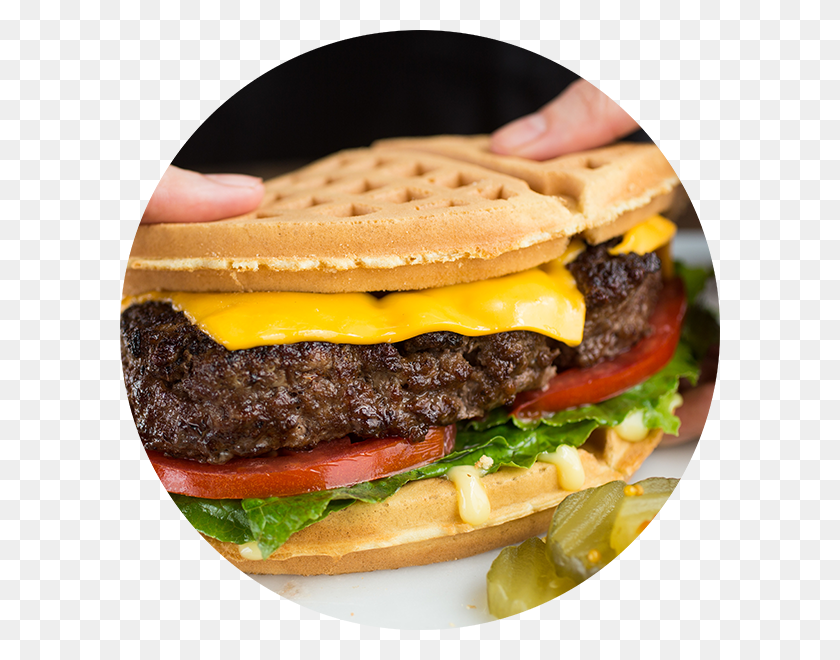 600x600 Waffle Burger Patty, Food, Person, Human HD PNG Download
