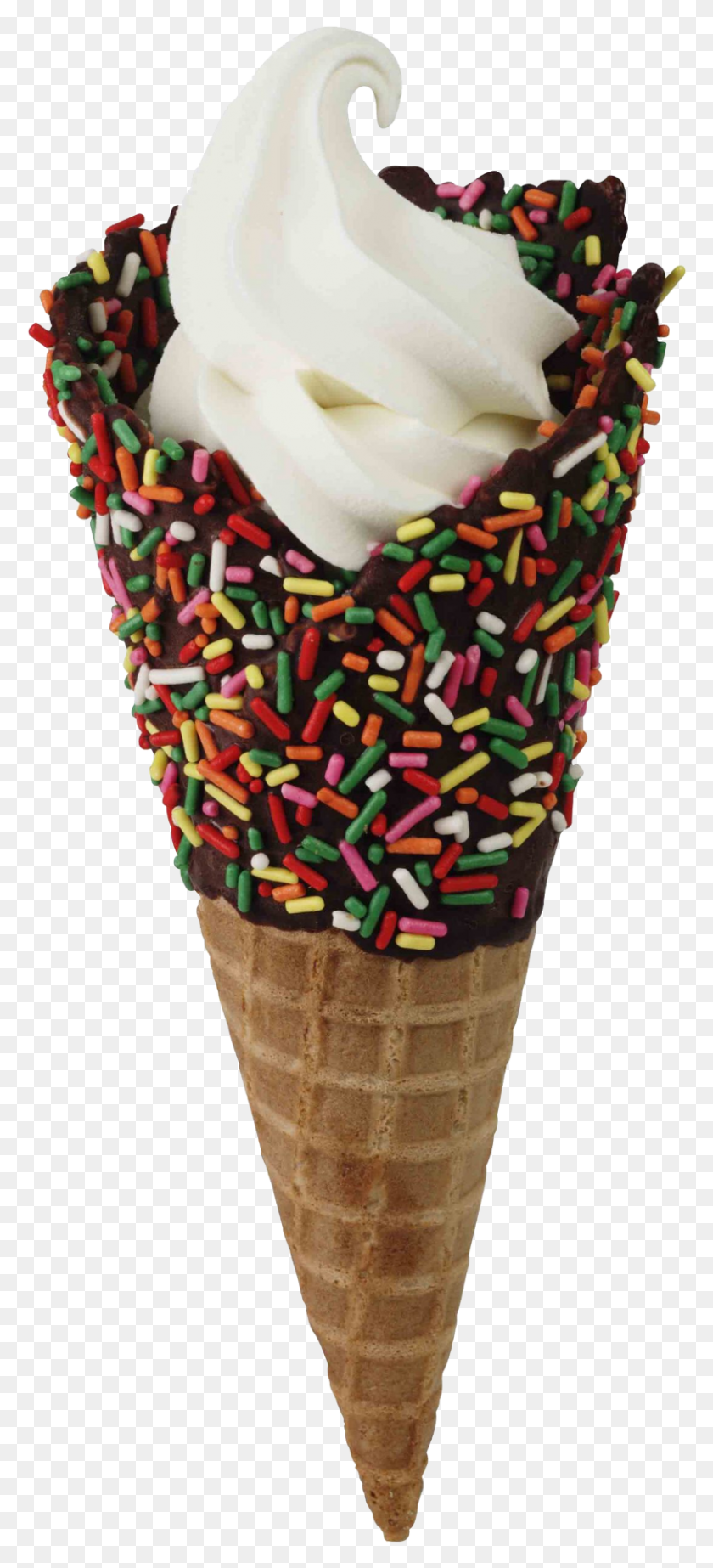 811x1858 Waffle Cone With Sprinkles, Cream, Dessert, Food HD PNG Download