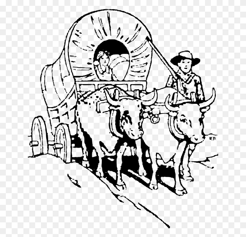 650x750 Wagon Train Black And White Drawing Covered Wagon Free Oregon Trail Wagon Drawing, Gray, World Of Warcraft HD PNG Download