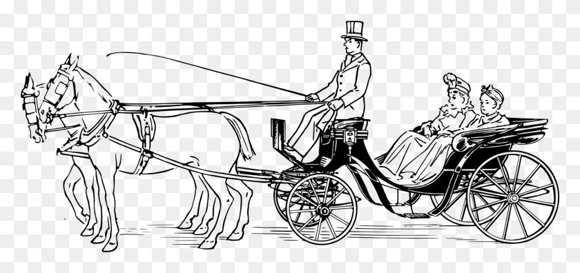 1737x750 Wagon Vector Horse Cart Victoria Clipart Black And White, Gray, World Of Warcraft HD PNG Download
