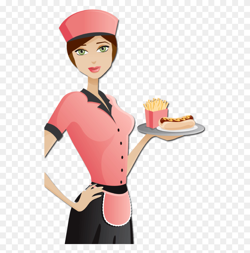 544x789 Waiter And Waitress Cartoon, Person, Human, Food HD PNG Download