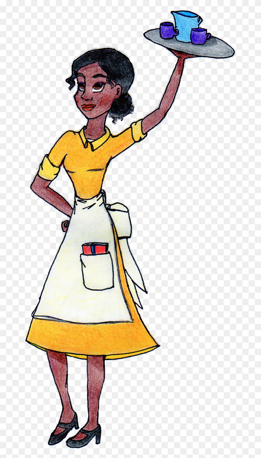 679x1411 Waitress Cartoon, Person, Human, Hand HD PNG Download