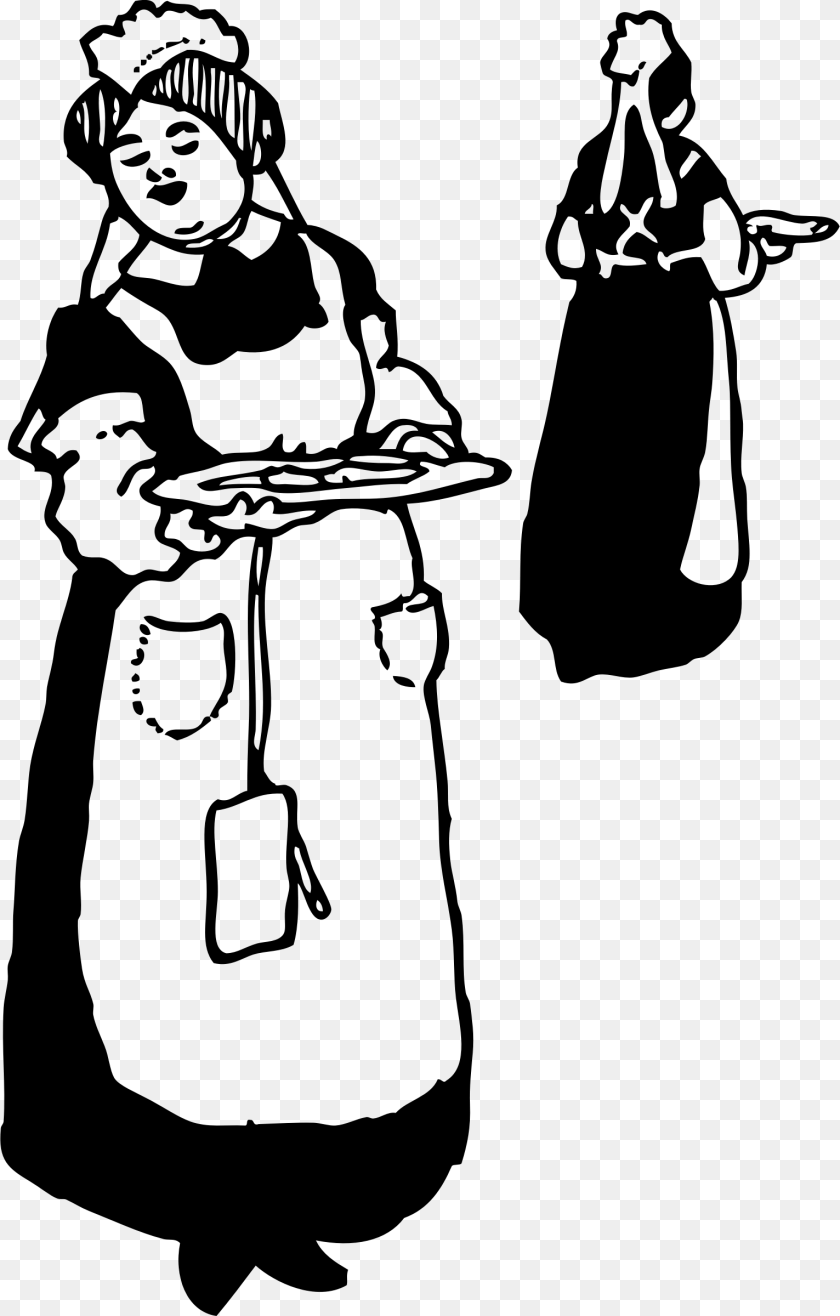 Waitresses Big Server Coloring, Gray PNG