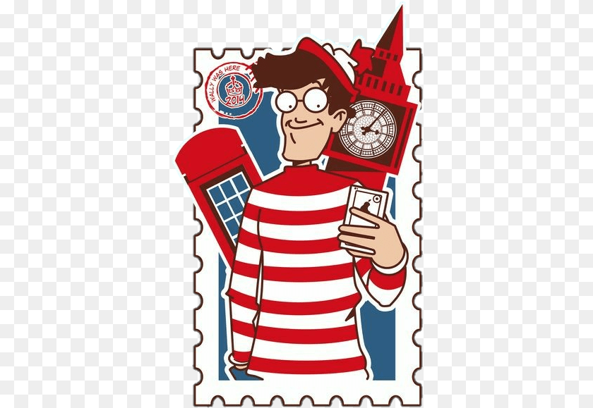 357x579 Waldo Whereswaldo Multicolor Travel Cartoon, Postage Stamp, Scoreboard Sticker PNG