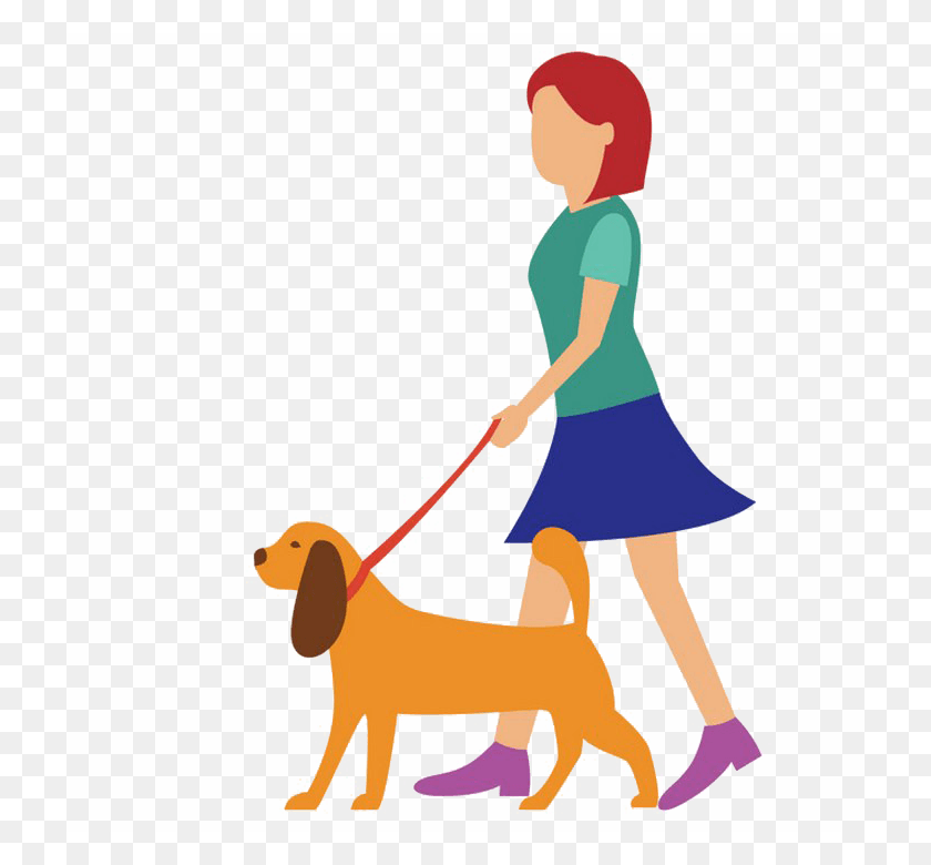 719x720 Walk Image File Girl Holding A Dog Cartoon, Person, Human, Clothing HD PNG Download