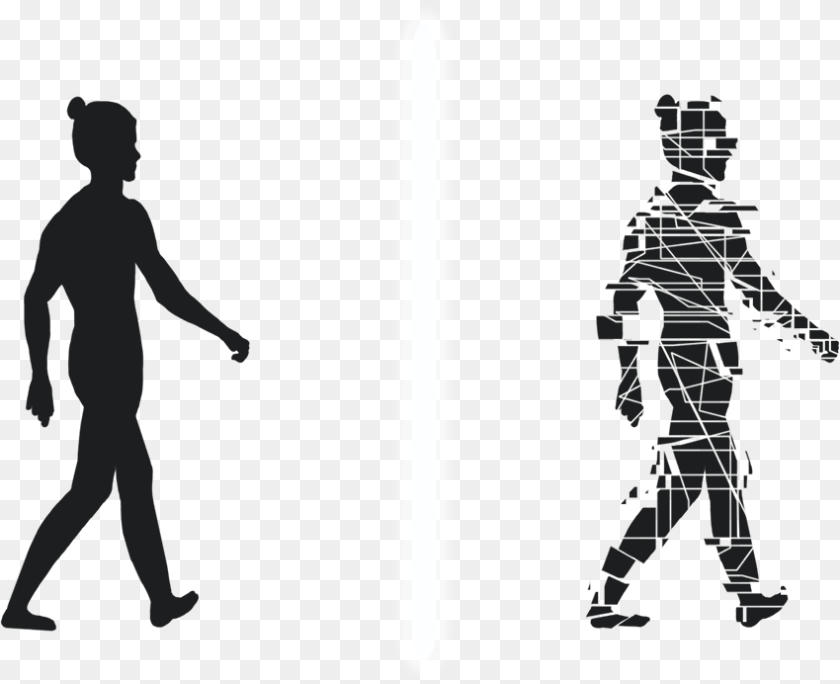 850x692 Walk Walking Robot Silhouette, Clothing, Pants, Adult, Female Clipart PNG