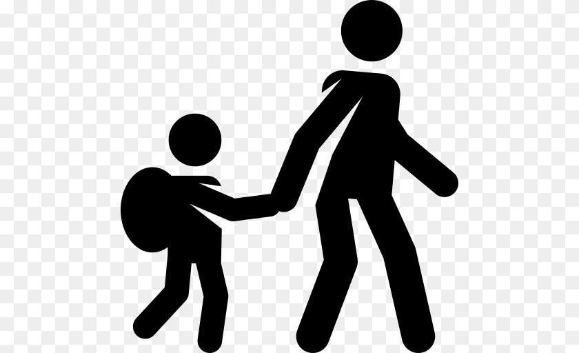 Walking To School Icon, Gray Sticker PNG
