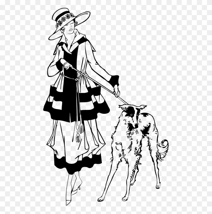 500x790 Walking Woman With Pet Drawing, Nature, Outdoors, Astronomy HD PNG Download