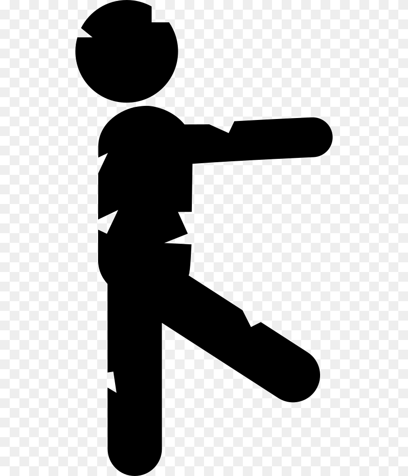Walking Zombie Man Silhouette From Side View Icon, Stencil Transparent PNG