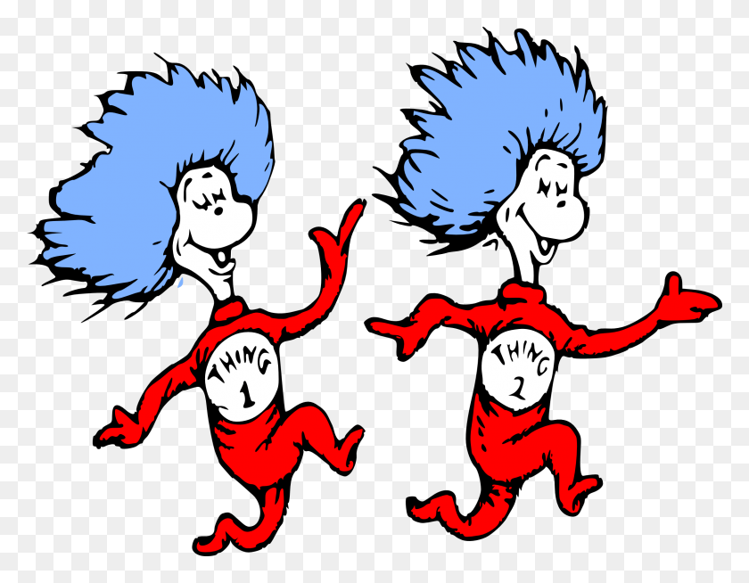 2293x1747 Wall Dr Seuss Thing 1 Amp Thing 2 Character Kids Room Dr Seuss Thing 1 And Thing, Face, Graphics HD PNG Download