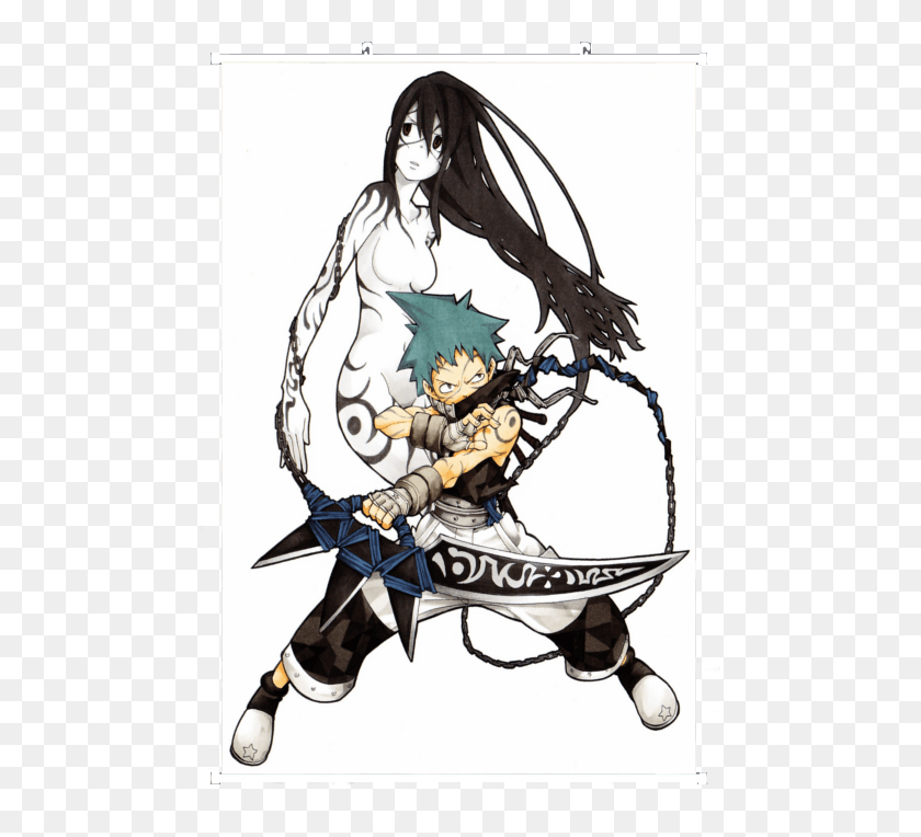 475x704 Wall Scroll Soul Eater Black Star And Tsubaki Soul Eater Black Star Fan Art, Person, Human, Samurai HD PNG Download
