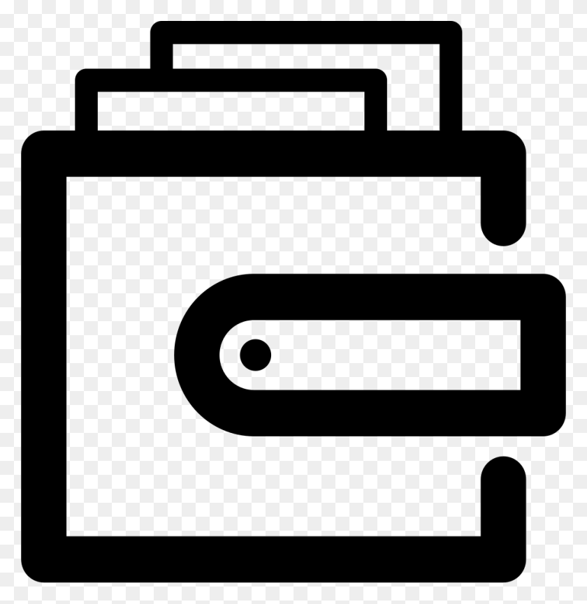 950x981 Wallet With Bills Outlined Symbol Comments Carteira Icon, Text, Stencil, Buckle HD PNG Download