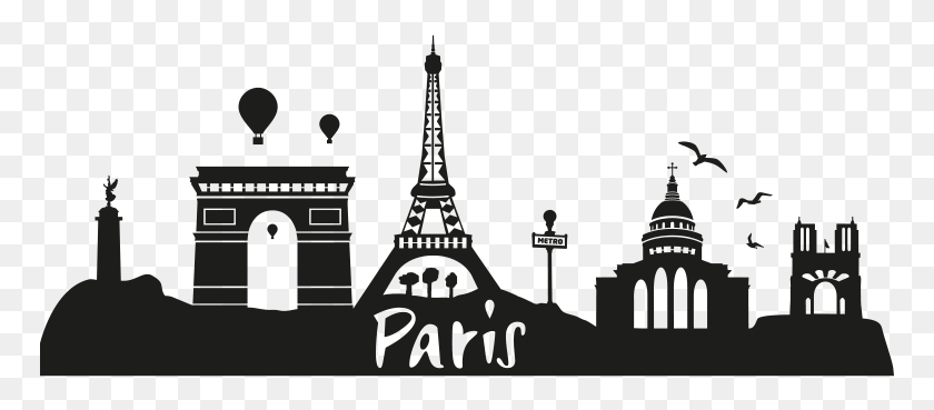 769x309 Wandtattoo Paris Skyline, Symbol, Cross, Architecture HD PNG Download