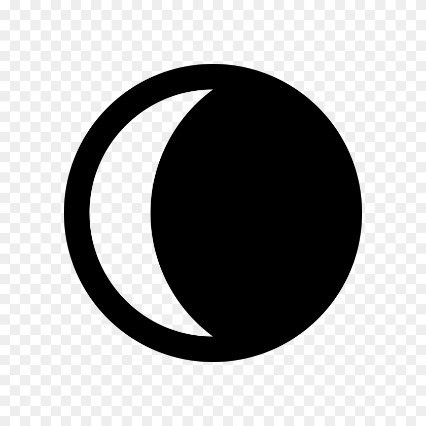 Waning Crescent Moon Symbol, Gray PNG