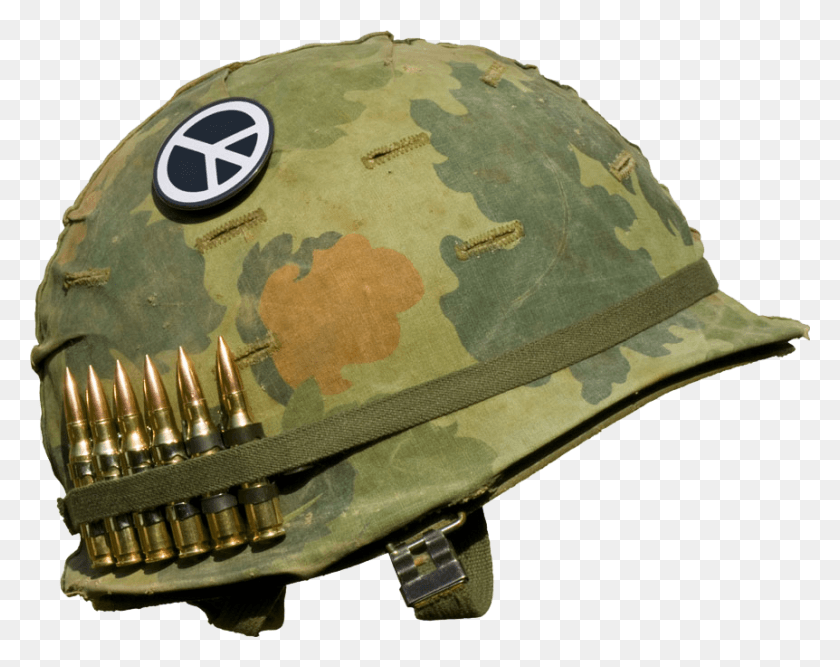 862x671 War Soldier Bullets Vietnam Usarmy Helmet Combat Vietnam War Helmet Art, Clothing, Apparel, Weapon HD PNG Download