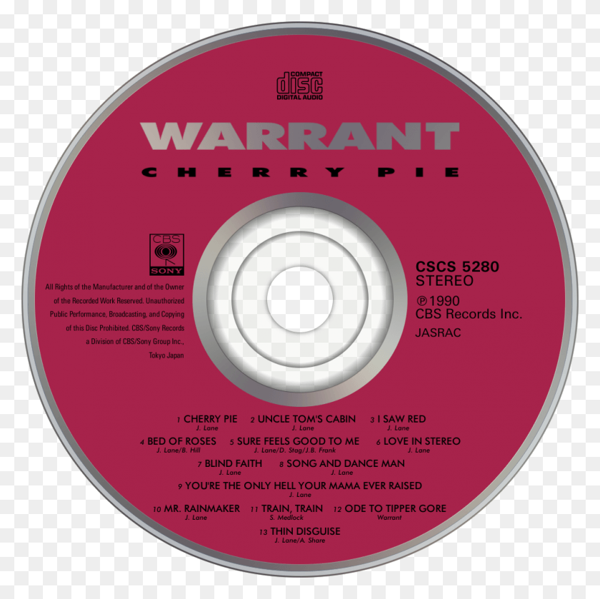 1000x1000 Warrant Cherry Pie Cd Disc Image Circle, Disk, Dvd HD PNG Download