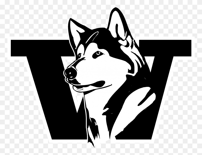 2191x1654 Washington Huskies Logo Blanco Y Negro Logotipo De La Universidad De Washington, Stencil, Símbolo, Mamífero Hd Png