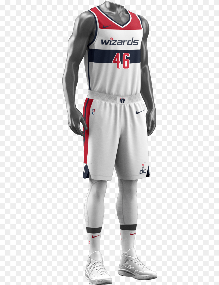 367x1093 Washington Wizards Nike Uniforms, Clothing, Shirt, Shorts, Footwear PNG
