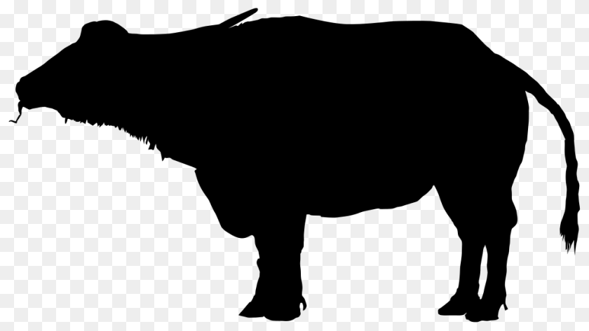 1024x576 Water Buffalo Silhouette Drawing Clip Art, Gray Sticker PNG