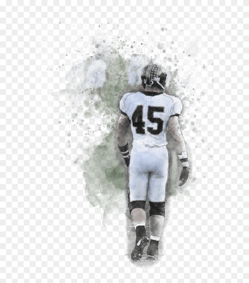 601x894 Water Color Of Zach Gordon In High School Sprint Football, Clothing, Apparel, Helmet HD PNG Download
