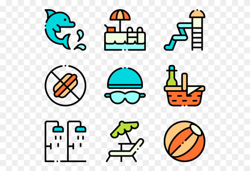 541x517 Water Park Icons For Web Design, Pac Man, Poster, Advertisement HD PNG Download