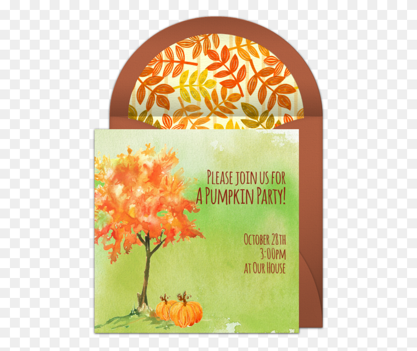 471x647 Watercolor Autumn Tree Online Invitation Maple, Poster, Advertisement, Plant Descargar Hd Png