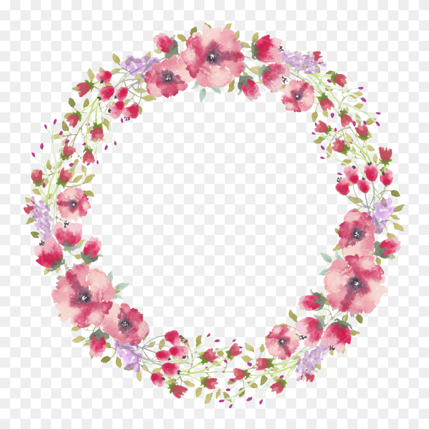1024x1024 Watercolor Flower Border Free Files Circle Watercolor Flowers Transparent, Plant, Flower, Blossom HD PNG Download