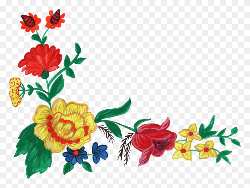 1024x751 Watercolor Flower Corner Vol Flowers Images, Graphics, Floral Design HD PNG Download