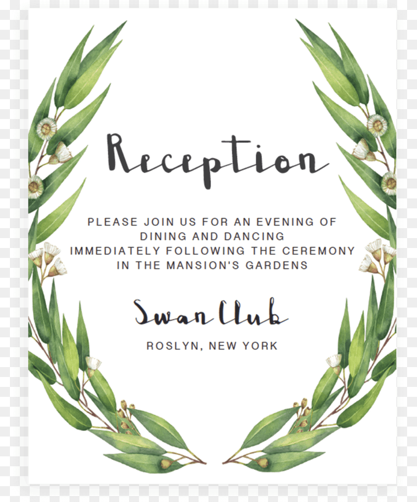 Watercolor Greenery Wedding Reception Invitation Template Illustration, Advertisement, Grass, Herbal, Herbs Clipart PNG