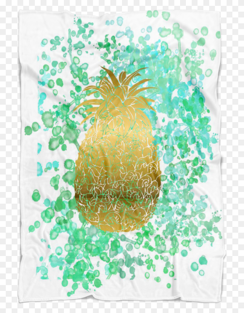 729x1016 Watercolor Inspired And Gold Pineapple Fleece Blanket Pineapple, Pillow, Cushion, Graphics HD PNG Download