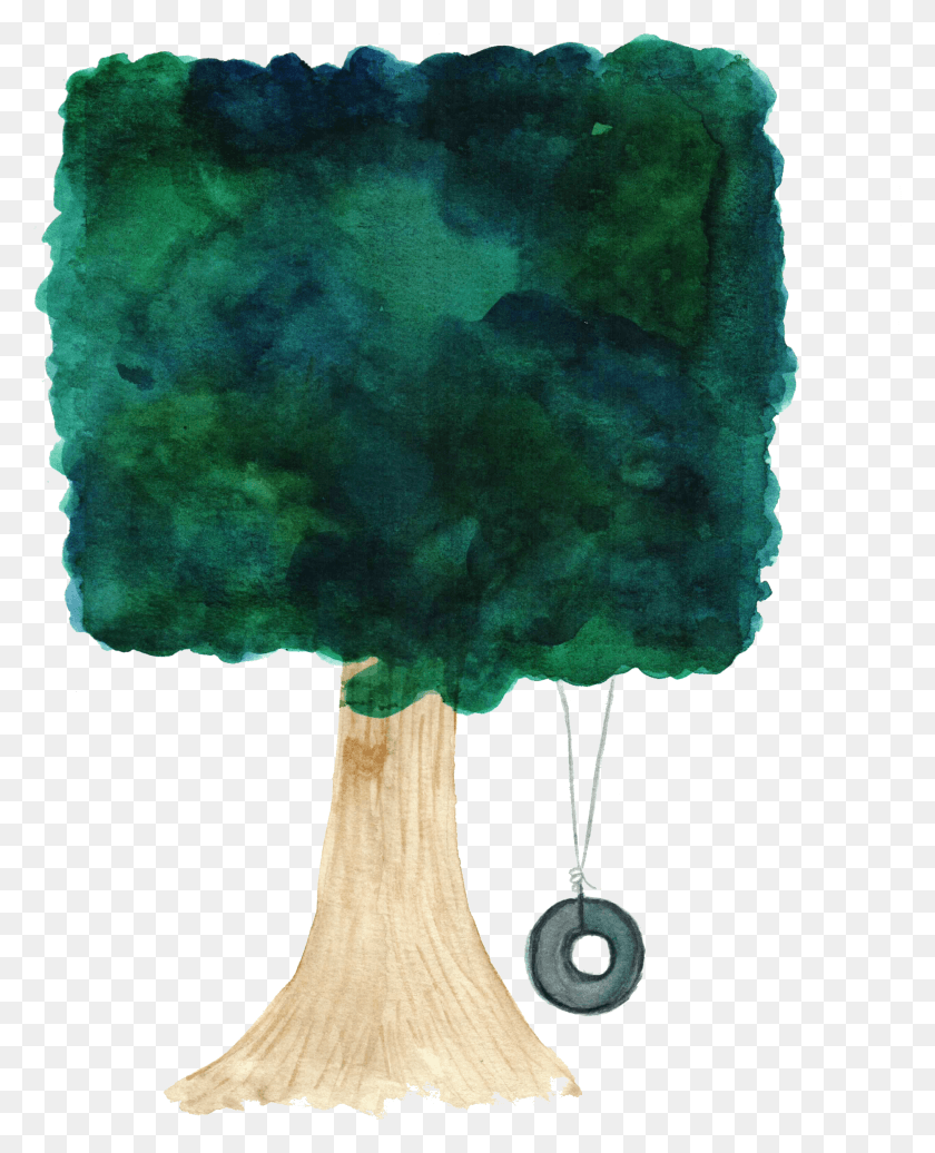 2523x3158 Watercolor Painted Tree With A Tire Swing HD PNG Download