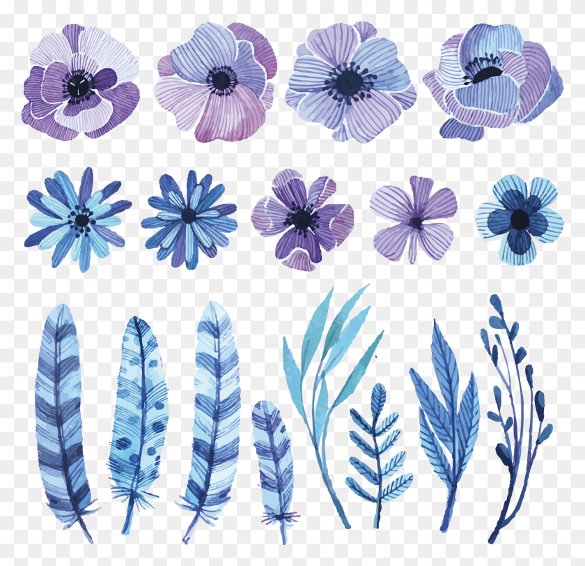 1708x1648 Watercolor Painting Drawing Blue Vector Watercolor Flower, Purple, Rug HD PNG Download