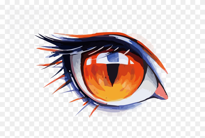 1500x977 Watercolor Painting Drawing Eye Anime Wolf Eye Drawing, Graphics HD PNG Download
