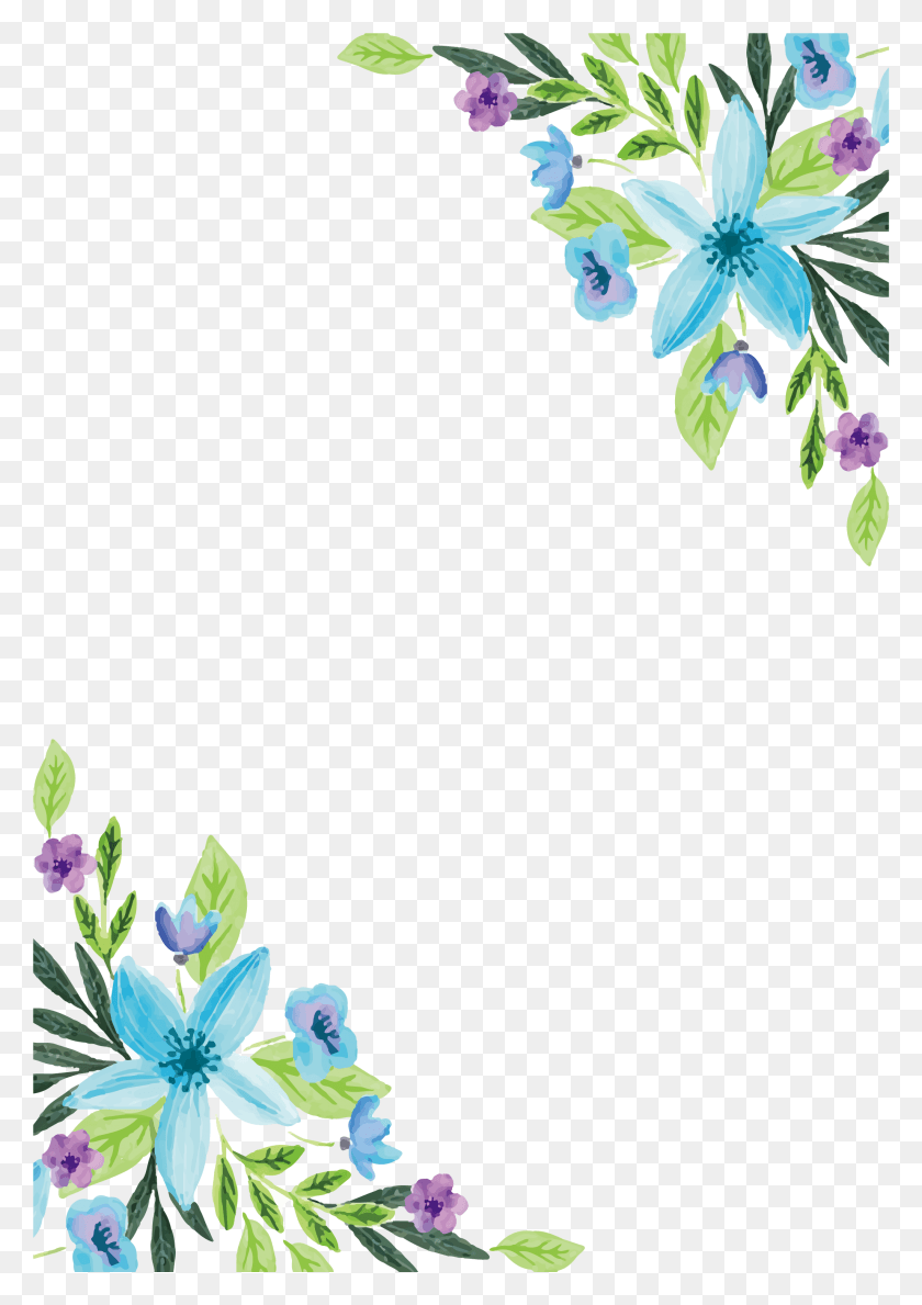 2052x2971 Descargar Png / Pintura A La Acuarela, Diseño Floral, Color De Agua, Flores Azules, Color De Agua, Patrón, Gráficos Hd Png
