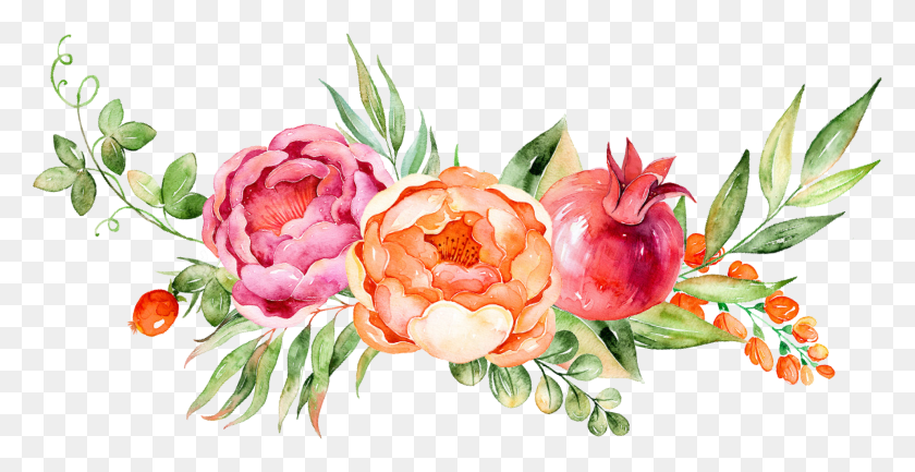 1979x947 Watercolor Peonies Watercolor Flower Free Clip Art, Plant, Blossom, Graphics HD PNG Download