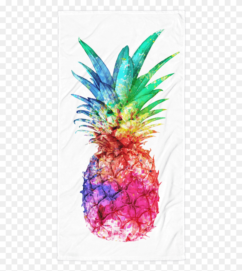 456x883 Watercolor Pineapple Beach Towel Watercolor Pineapple, Plant, Fruit, Food HD PNG Download