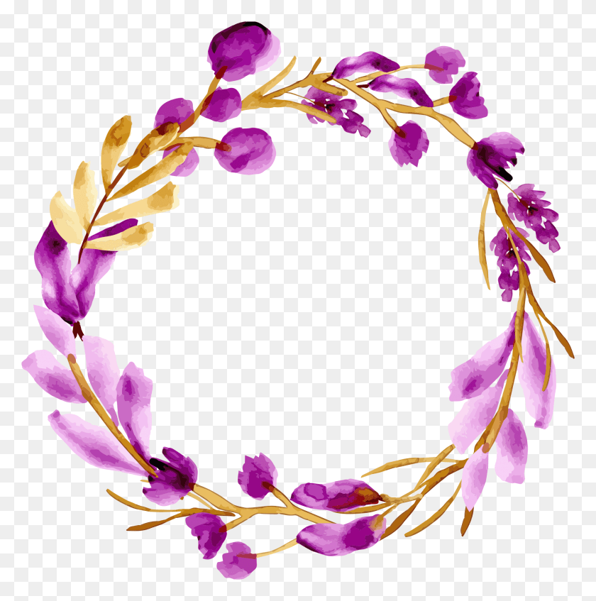 1874x1891 Акварель Фиолетовый Цветок Украшения Бесплатный Поискpng Цветочный Дизайн, Растение, Цветок, Цветение Hd Png Скачать