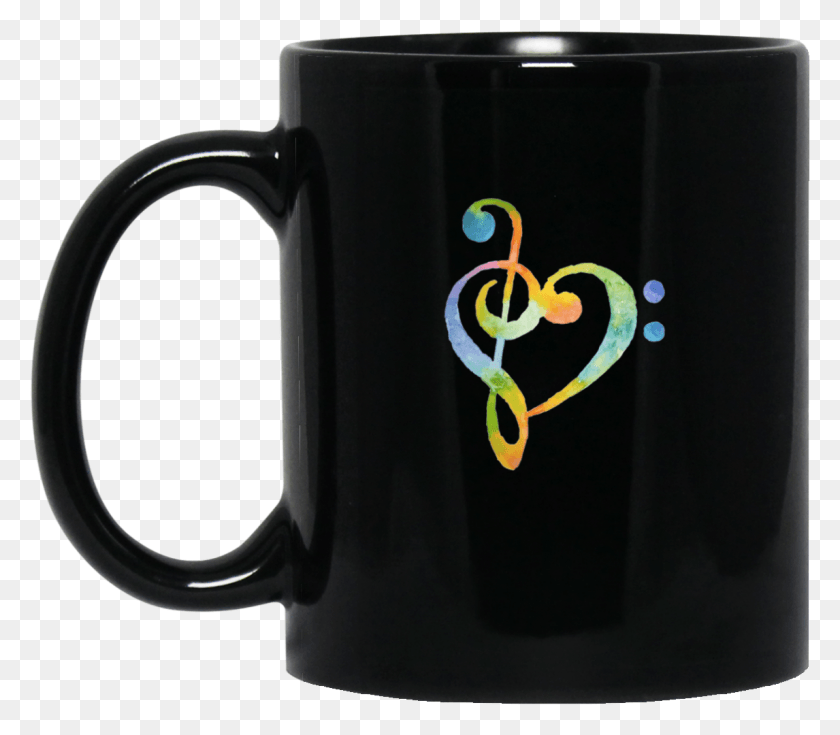 1146x992 Watercolor Rainbow Heart Bass Clef Musical Note Tee, Coffee Cup, Cup HD PNG Download