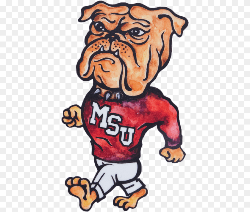 430x715 Watercolor Walking Bully Decal Mississippi State Bulldog Clipart PNG