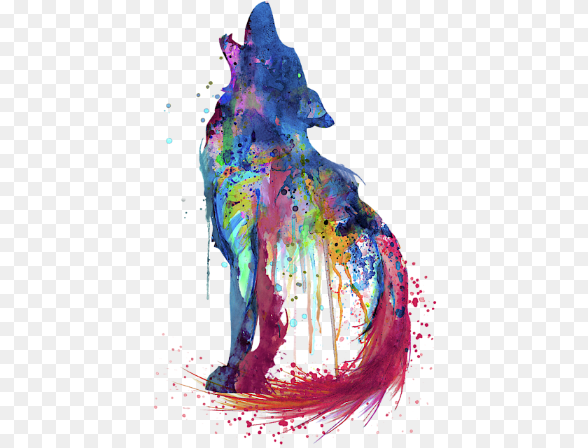 Watercolor Wolf, Art, Graphics, Modern Art, Purple PNG